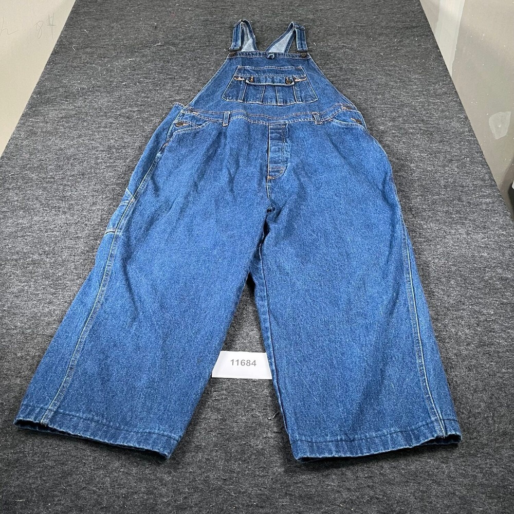 Vintage Roundy Ridge Denim Overalls Mens 42x32 Medium Wash Bib Carpenter Work